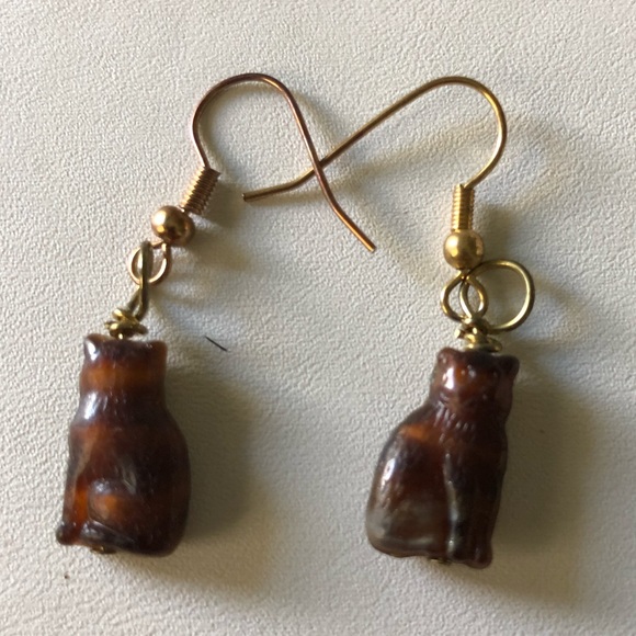 Cat earrings brown sitting kitty - Picture 7 of 8